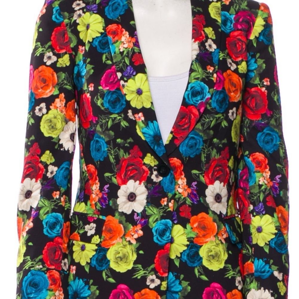 Alice + Olivia Red and Blue Floral Blazer